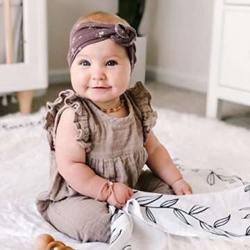 Organic Baby Monthly Milestone Blanket Boy or Girl - Months Blanket with Wood Frame and Newborn Anno...