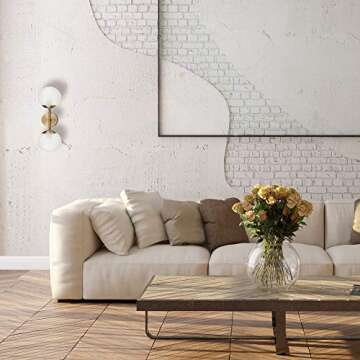 Globe Electric Celestia 2-Light Wall Sconce, Matte Brass, Frosted Glass Shades, Bulb Not Included