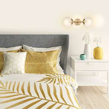 Globe Electric Celestia 2-Light Wall Sconce, Matte Brass, Frosted Glass Shades, Bulb Not Included