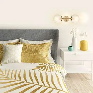 Globe Electric Celestia 2-Light Wall Sconce, Matte Brass, Frosted Glass Shades, Bulb Not Included