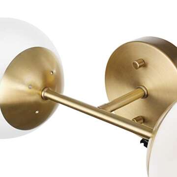 Globe Electric Celestia 2-Light Wall Sconce, Matte Brass, Frosted Glass Shades, Bulb Not Included