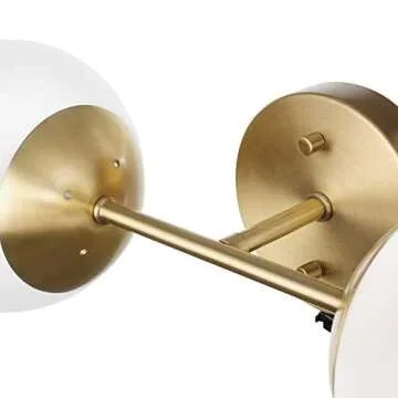 Globe Electric Celestia 2-Light Wall Sconce, Matte Brass, Frosted Glass Shades, Bulb Not Included