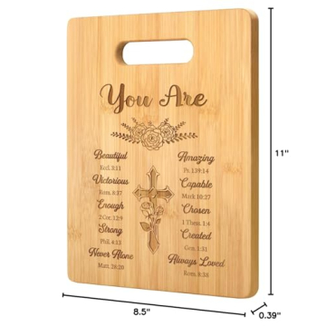 Pandasch Christian Gifts for Women, Unique Religious Gift for Women, Best Birthday Gift for Women Sister, Christian Christmas Gifts - Unique Engraved Bamboo Cutting Board with Inspirational Quotes