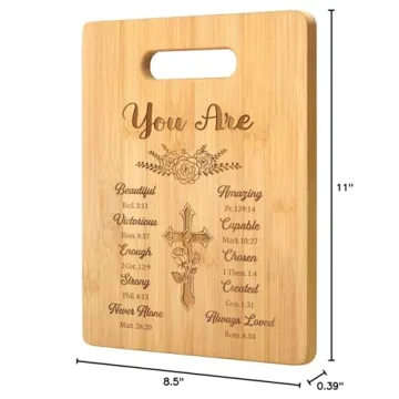 Pandasch Christian Gifts for Women, Unique Religious Gift for Women, Best Birthday Gift for Women Sister, Christian Christmas Gifts - Unique Engraved Bamboo Cutting Board with Inspirational Quotes