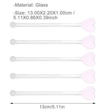5pcs Glass Swizzle Stick Adorable Muddle Wine Stirrer Creative Stirring Rod Glass Coffee Mix Sticks Cocktail Mixer Stirring Rod for Coffee Glass Mixer Stick Glass Mix Sticks