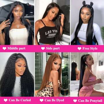 Homgoss U Part Wigs Human Hair for Women Straight Human Hair Wigs 200% Density U part Wigs Can Be Dyed and Bleached(#1B Natural Black, 20 inch)