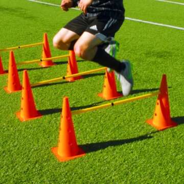 ASENVER Hurdle Ladder, Adjustable Triangle Cone, and Marker Cone Set