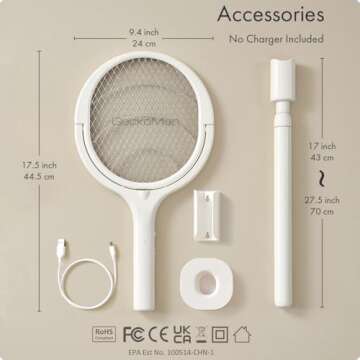 GeckoMan Rotating Electric Fly Swatter with Extension