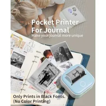 Ponek Mini Sticker Printer - T02 Mini Printer Sticker Maker, Sticker Printer Machine with 1 Roll Sticker, Thermal Inkness Portable Sticky Note Printer for Journal, Photos, Notes, Diagrams