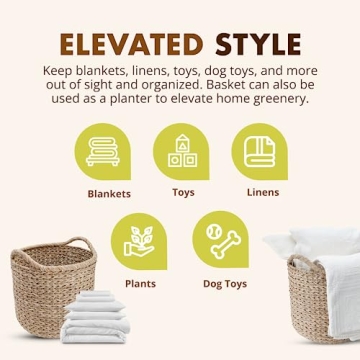 KOUBOO Large Seagrass Storage Basket for Stylish Organization