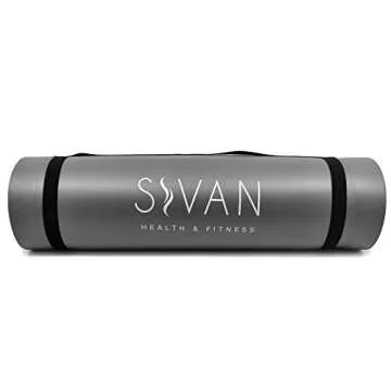 Sivan Health and Fitness Yoga Set 6-Piece– Includes 1/2" Ultra Thick NBR Exercise Mat, 2 Yoga Blocks, 1 Yoga Mat Towel, 1 Yoga Hand Towel and a Yoga Strap (Gray)