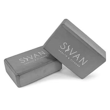 Sivan Health and Fitness Yoga Set 6-Piece– Includes 1/2" Ultra Thick NBR Exercise Mat, 2 Yoga Blocks, 1 Yoga Mat Towel, 1 Yoga Hand Towel and a Yoga Strap (Gray)