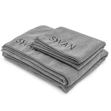 Sivan Health and Fitness Yoga Set 6-Piece– Includes 1/2" Ultra Thick NBR Exercise Mat, 2 Yoga Blocks, 1 Yoga Mat Towel, 1 Yoga Hand Towel and a Yoga Strap (Gray)