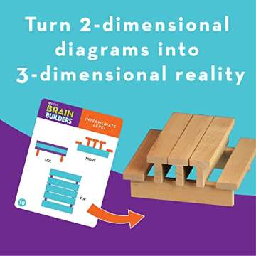 MindWare KEVA Brainbuilders - 3D brain building STEM challenges for boys & girls - Try to build the image - Practice spatial thinking - 20 planks & 30 puzzles