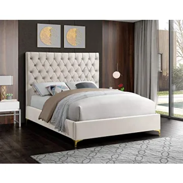 Meridian Velvet Upholstered King Bed with Tufting