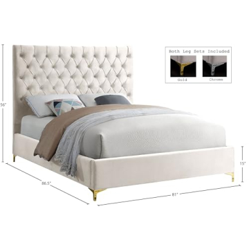 Meridian Velvet Upholstered King Bed with Tufting