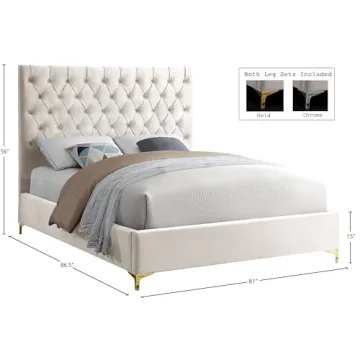 Meridian Velvet Upholstered King Bed with Tufting