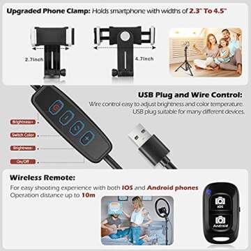 UBeesize 12" LED Ring Light with Tripod & Phone Holder