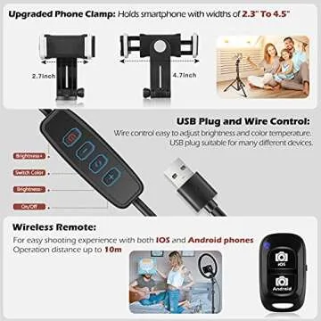 UBeesize 12" LED Ring Light with Tripod & Phone Holder