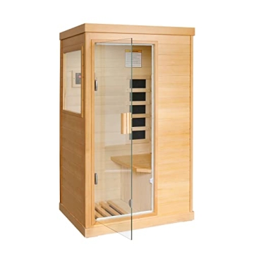 OUTEXER Far Infrared Sauna Home Spa Crafted in Canadian Hemlock with 800W Heater and Bluetooth