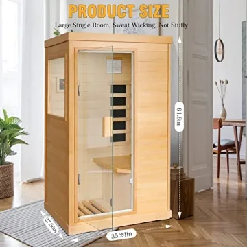 OUTEXER Far Infrared Sauna Home Spa Crafted in Canadian Hemlock with 800W Heater and Bluetooth