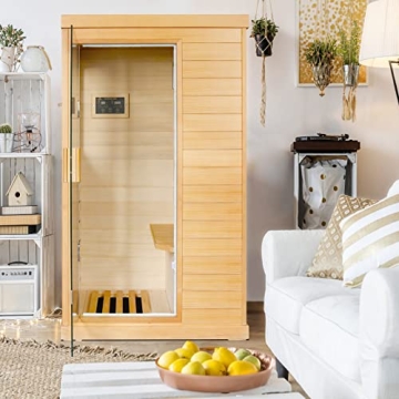 OUTEXER Far Infrared Sauna Home Spa Crafted in Canadian Hemlock with 800W Heater and Bluetooth