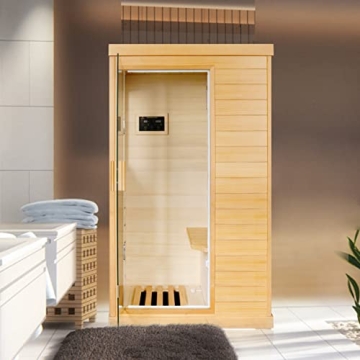 OUTEXER Far Infrared Sauna Home Spa Crafted in Canadian Hemlock with 800W Heater and Bluetooth