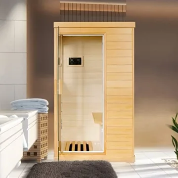 OUTEXER Far Infrared Sauna Home Spa Crafted in Canadian Hemlock with 800W Heater and Bluetooth