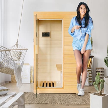 OUTEXER Far Infrared Sauna Home Spa Crafted in Canadian Hemlock with 800W Heater and Bluetooth