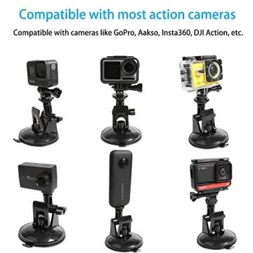 PellKing Action Camera Suction Cup Mount with Adhesive Pad for Car Dashboard Vehicle Windshield & Window Holder Compatible GoPro Hero 13 12 11 10 9 8 7 6 4 5, DJI Osmo Action 2 3 4 5, Akaso, Insta360