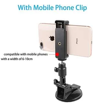 PellKing Action Camera Suction Cup Mount with Adhesive Pad for Car Dashboard Vehicle Windshield & Window Holder Compatible GoPro Hero 13 12 11 10 9 8 7 6 4 5, DJI Osmo Action 2 3 4 5, Akaso, Insta360