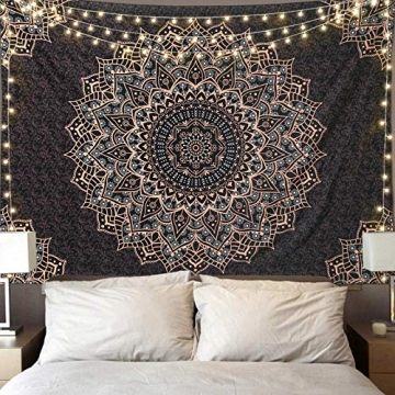 Edeesky Black Mandala Tapestry Wall Hanging Psychedelic Aesthetic Indian Hippie Wall Decor Bohemian ...