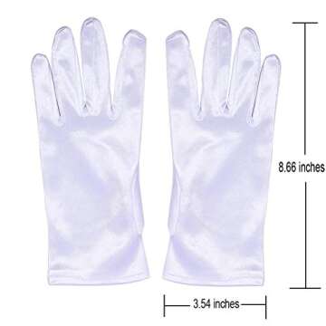 Xuhan Short Banquet Opera Satin Gloves for Women Wrist Length (White)