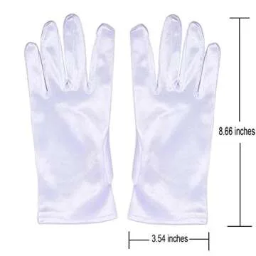 Xuhan Short Banquet Opera Satin Gloves for Women Wrist Length (White)