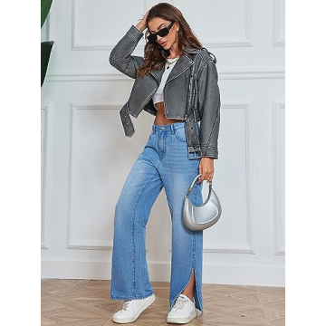 Stylish LY VAREY LIN Faux Leather Cropped Jacket for Women