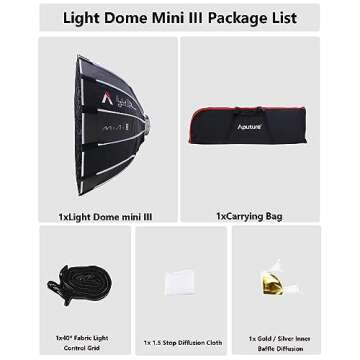 Aputure Soft Boxs Light Dome Mini III Softbox Lighting Studio Lighting Controls Modifiers Universal Bowens Soft Box for amaran 60/amaran 100/amaran 200/amaran 300c,150c