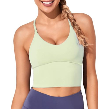 XUNYU Women Sports Bras Longline Fitness Crop Tops Tank Gym Camisole Strappy Criss Cross Yoga Workou...