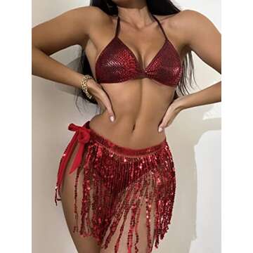 Shiny Snakeskin Print Women’s Bikini Set - Rave Metallic Swimwear