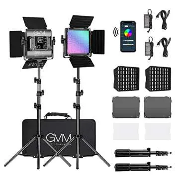 GVM 850D RGB LED Video Lights with 2 Softboxes Stand, 360 ° Full Color Video Lighting Panel with App Control,2 Packs Photography Lighting Kit 40W CRI 97+ for Web Conference, YouTube, Studio, Zoom