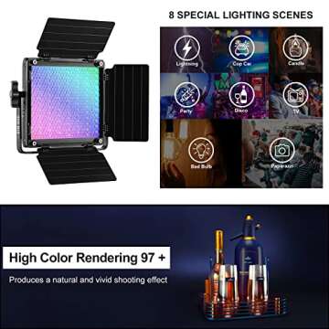 GVM 850D RGB LED Video Lights with 2 Softboxes Stand, 360 ° Full Color Video Lighting Panel with App Control,2 Packs Photography Lighting Kit 40W CRI 97+ for Web Conference, YouTube, Studio, Zoom