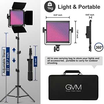 GVM 850D RGB LED Video Lights with 2 Softboxes Stand, 360 ° Full Color Video Lighting Panel with App Control,2 Packs Photography Lighting Kit 40W CRI 97+ for Web Conference, YouTube, Studio, Zoom