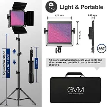 GVM 850D RGB LED Video Lights with 2 Softboxes Stand, 360 ° Full Color Video Lighting Panel with App Control,2 Packs Photography Lighting Kit 40W CRI 97+ for Web Conference, YouTube, Studio, Zoom