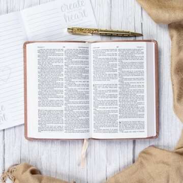 KJV Personal Size Bible, Rose Gold LeatherTouch – Compact and Portable, Red Letter Edition, Thumb ...