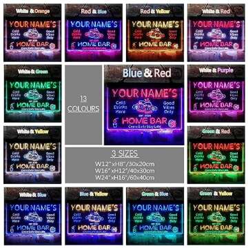 ADVPRO Personalized Your Name Custom Home Bar Beer Established Year Dual Color LED Neon Sign Red & Blue 16 x 12 Inches st6s43-p1-tm-rb
