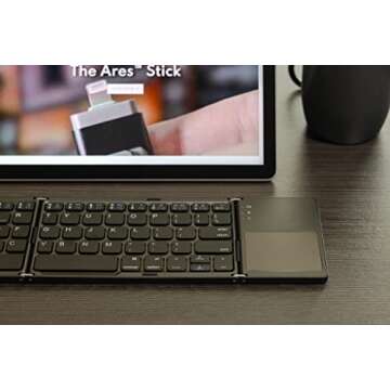 Ares Ultra Slim Pocket Foldable Bluetooth Wireless Keyboard with Touchpad (Black)