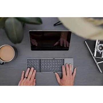 Ares Ultra Slim Pocket Foldable Bluetooth Wireless Keyboard with Touchpad (Black)