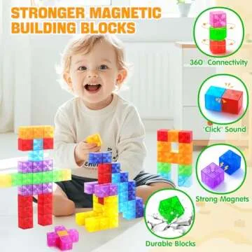 Feoxialy 52pcs Translucent Magnetic Building Blocks