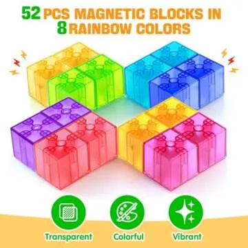Feoxialy 52pcs Translucent Magnetic Building Blocks