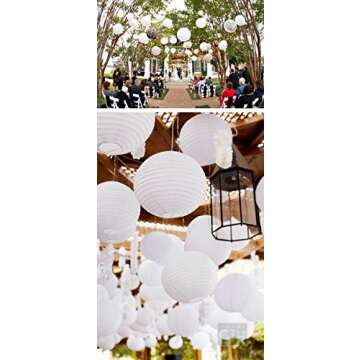 PaperLanternStore.com (5-Pack) 16 Inch Beige/Ivory Round Paper Lantern, Even Ribbing, Hanging Decoration
