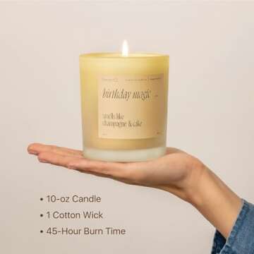 Benevolence LA Birthday Magic Scented Candles | 10 oz, 40-50 Hour Burn Premium Soy Candle | Happy Birthday Gifts for Women | Cake Scented Long Lasting Home Fragrance
